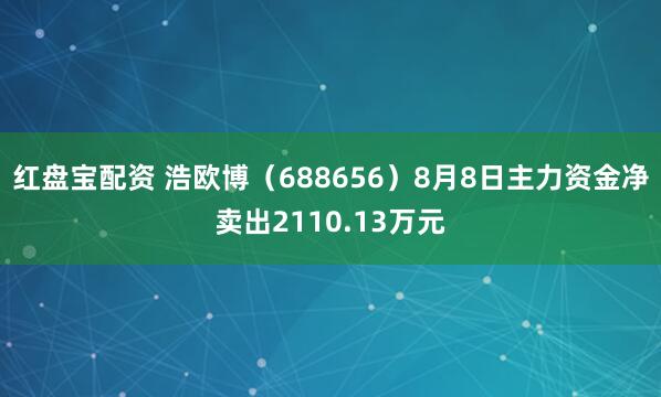 红盘宝配资 浩欧博（688656）8月8日主力资金净卖出2110.13万元