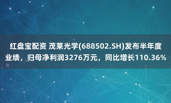 红盘宝配资 茂莱光学(688502.SH)发布半年度业绩，归母净利润3276万元，同比增长110.36%